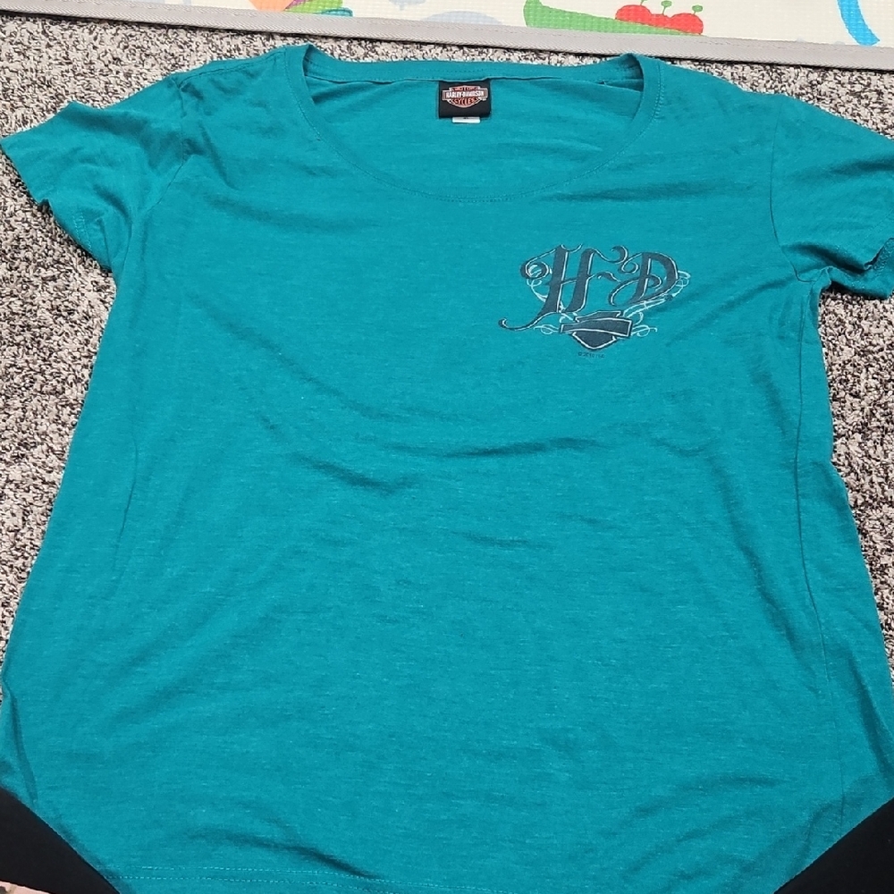 Harley-Davidson Teal Logo T-Shirt Womens Size XL